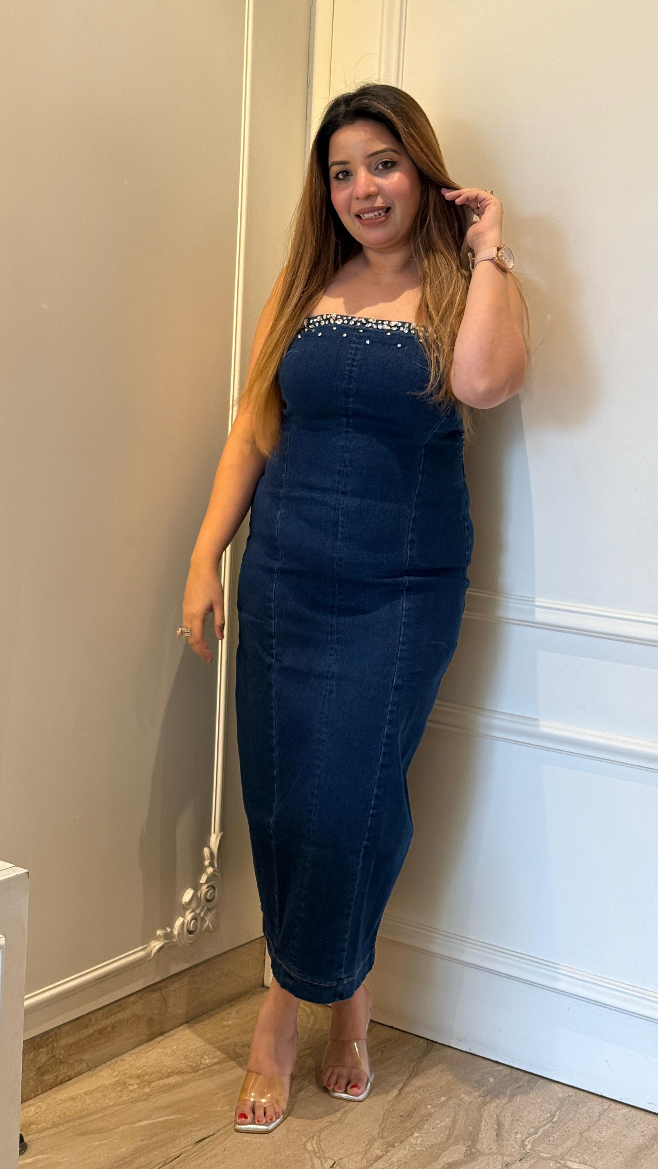 Nova Off-Shoulder Dress- Navy, Blue