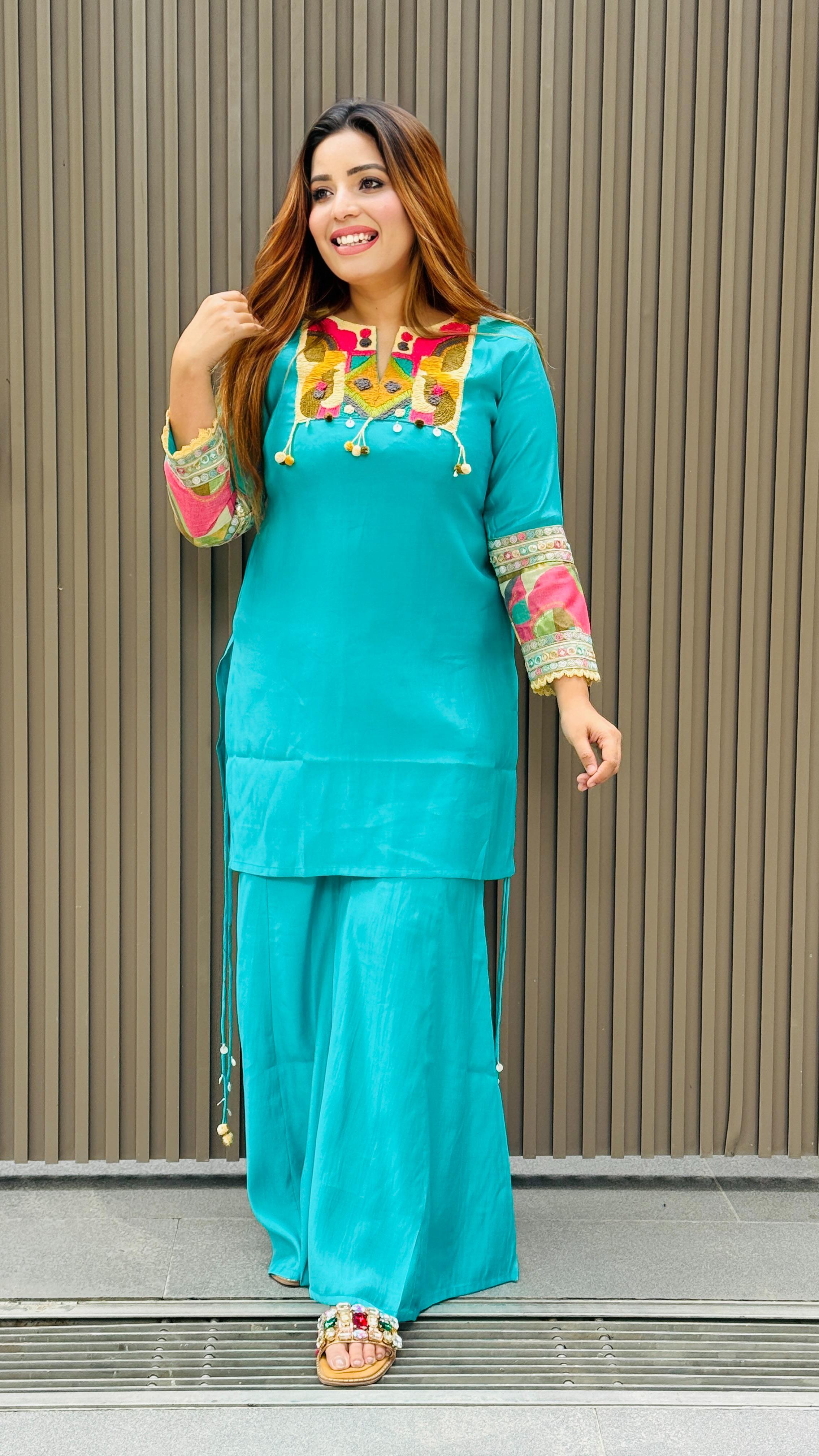 Aarya Plazo Set- Blue