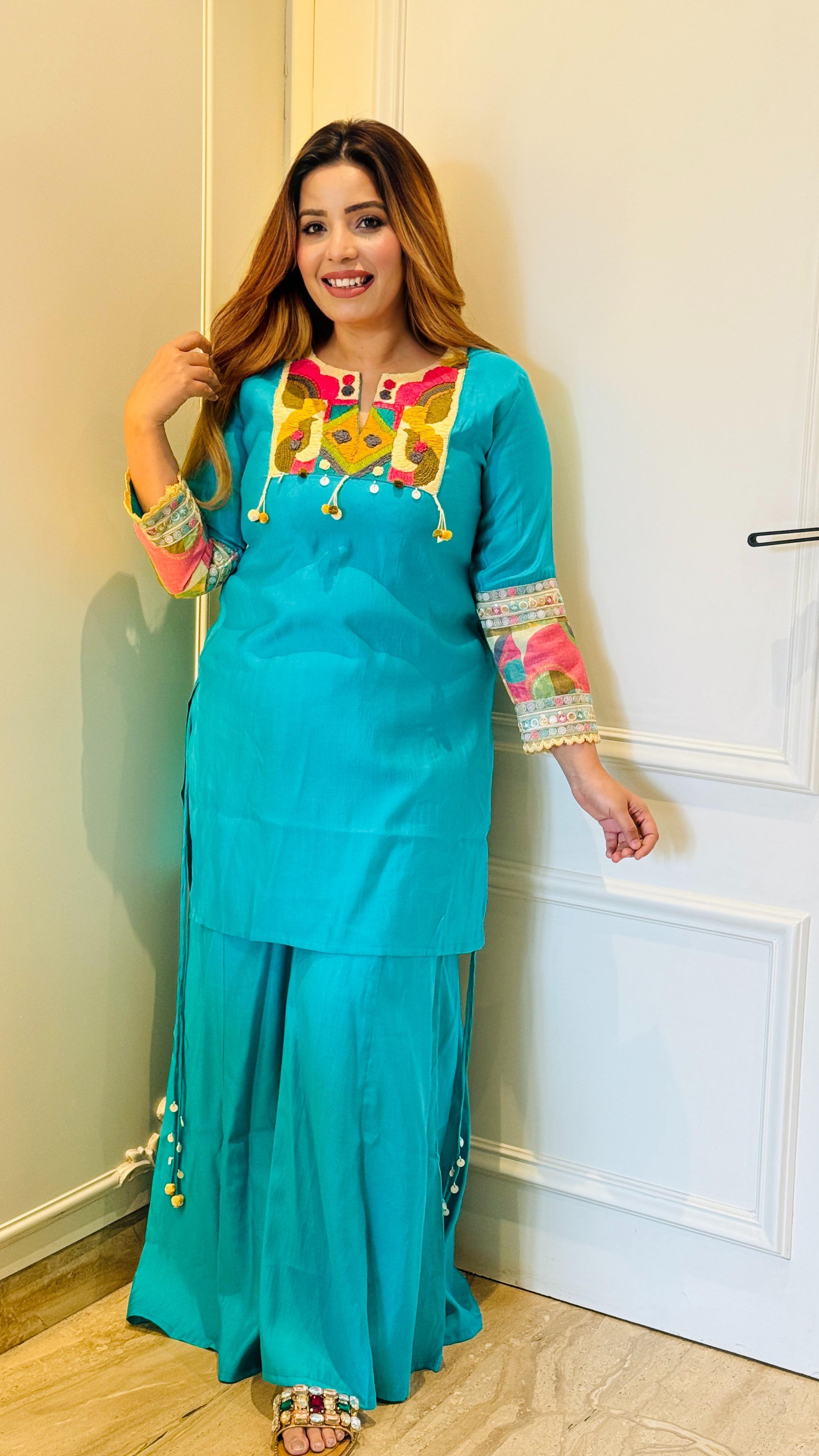 Aarya Plazo Set- Blue