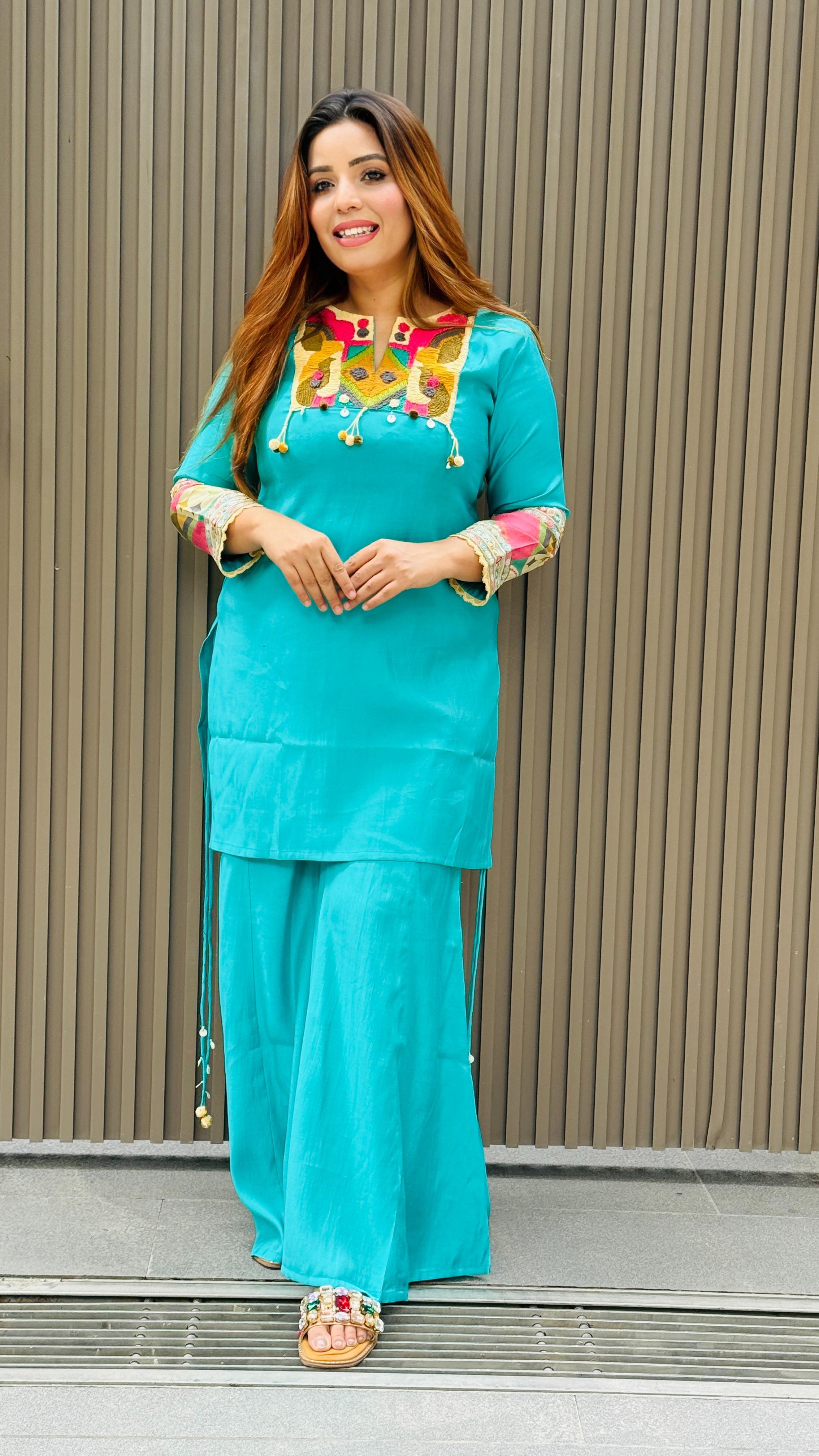 Aarya Plazo Set- Blue