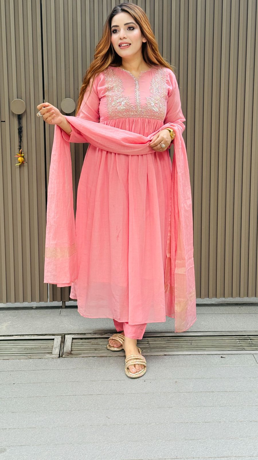 Niyara Cotton Suit Set- Blue, Pink