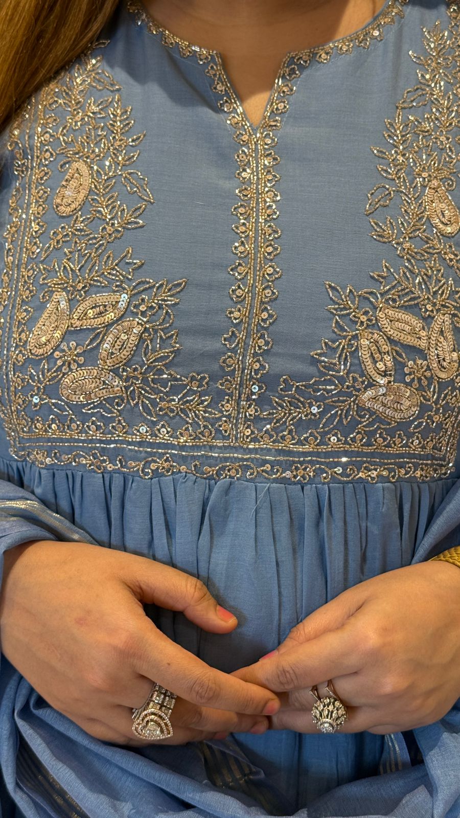 Niyara Cotton Suit Set- Blue, Pink