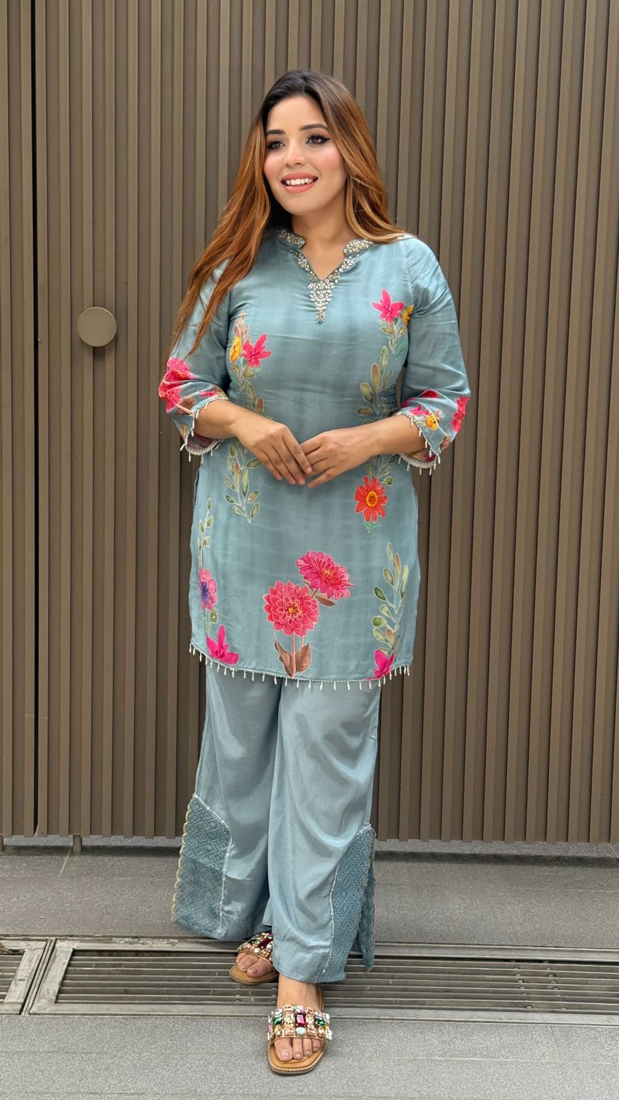 luxurious Cord Set- Blue, Gray