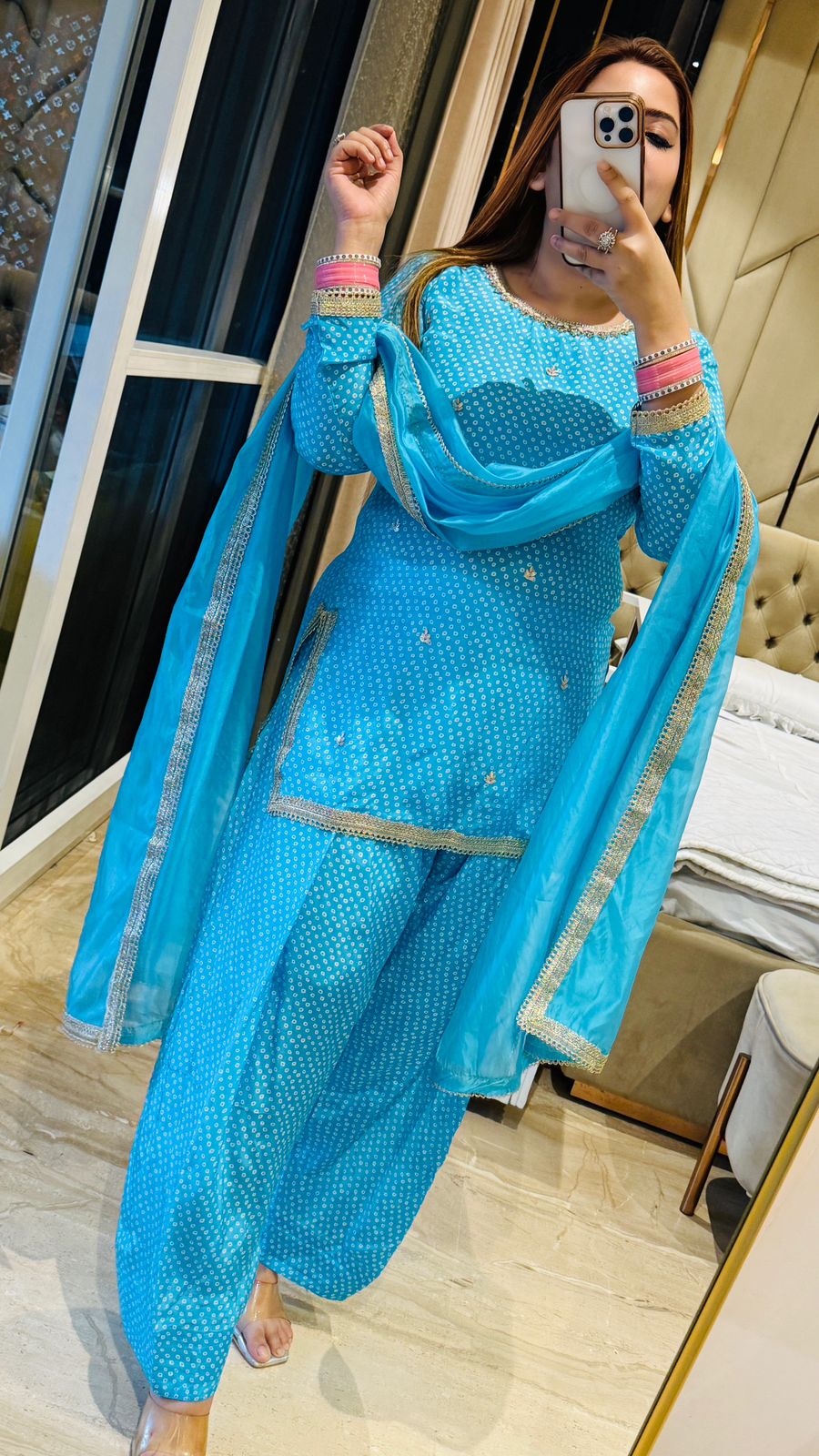 Oshira Suit Set- Blue, Red, Green