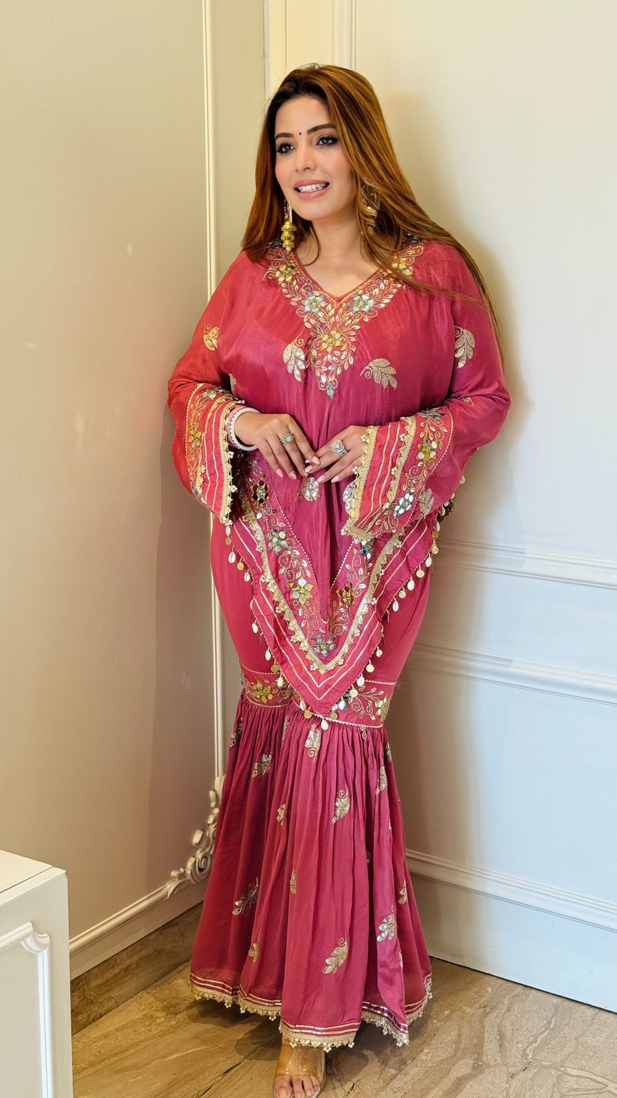 Zehra Kaftan Set- Pink