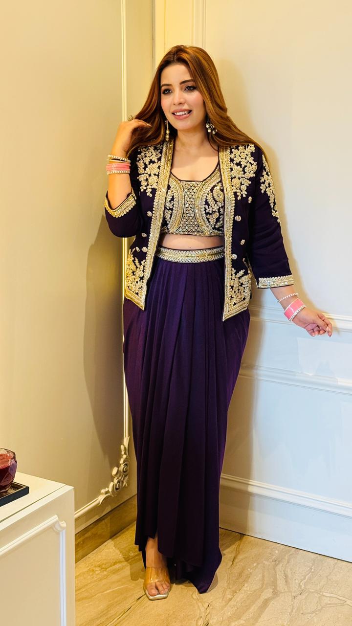 Mehira Saree Set- Purple