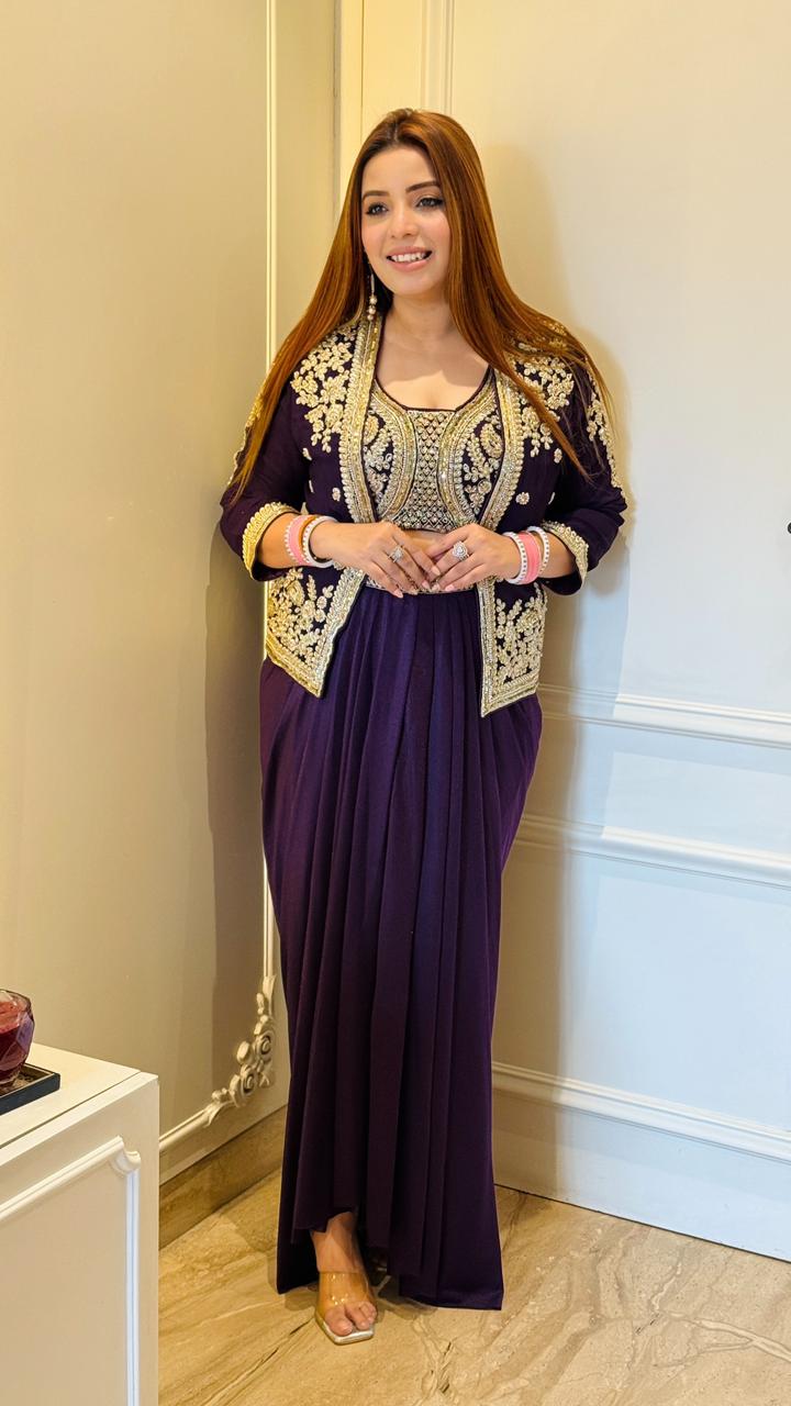 Mehira Saree Set- Purple