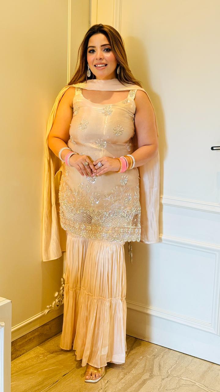 Alesha Sharrara Set- Beige, Lavender, Blue