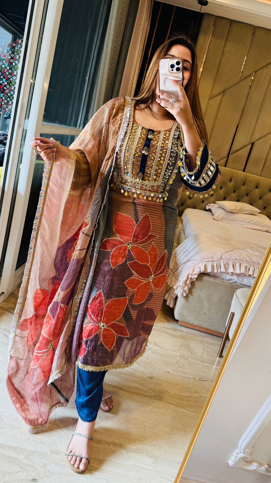 Ishvani Suit Set- Purple, Yellow