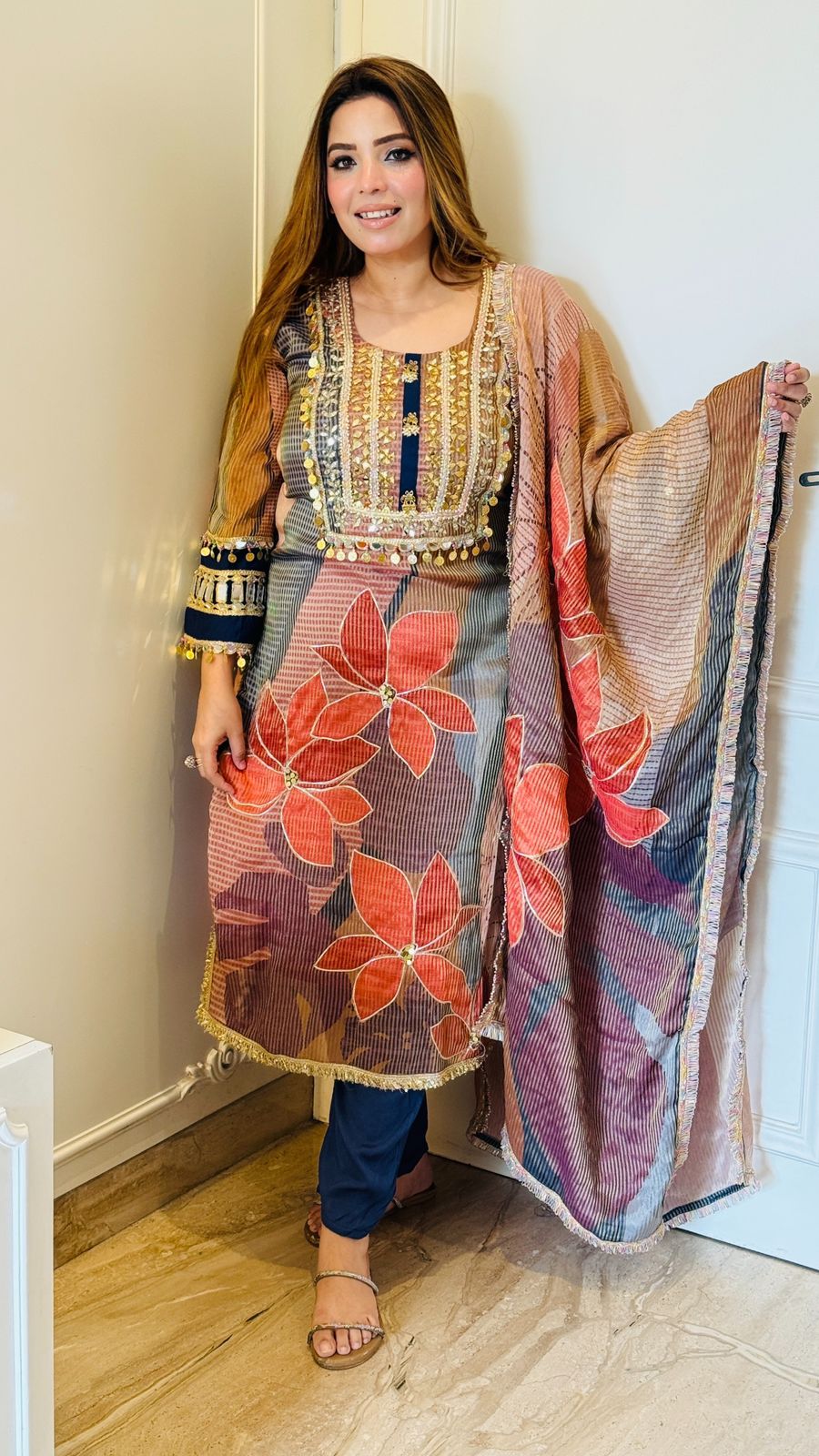 Ishvani Suit Set- Purple, Yellow