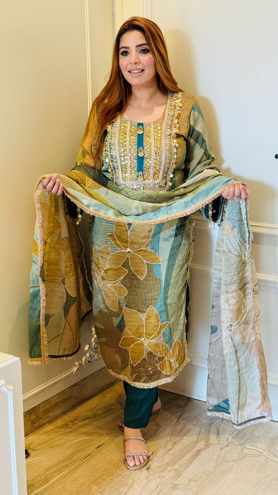 Ishvani Suit Set- Purple, Yellow