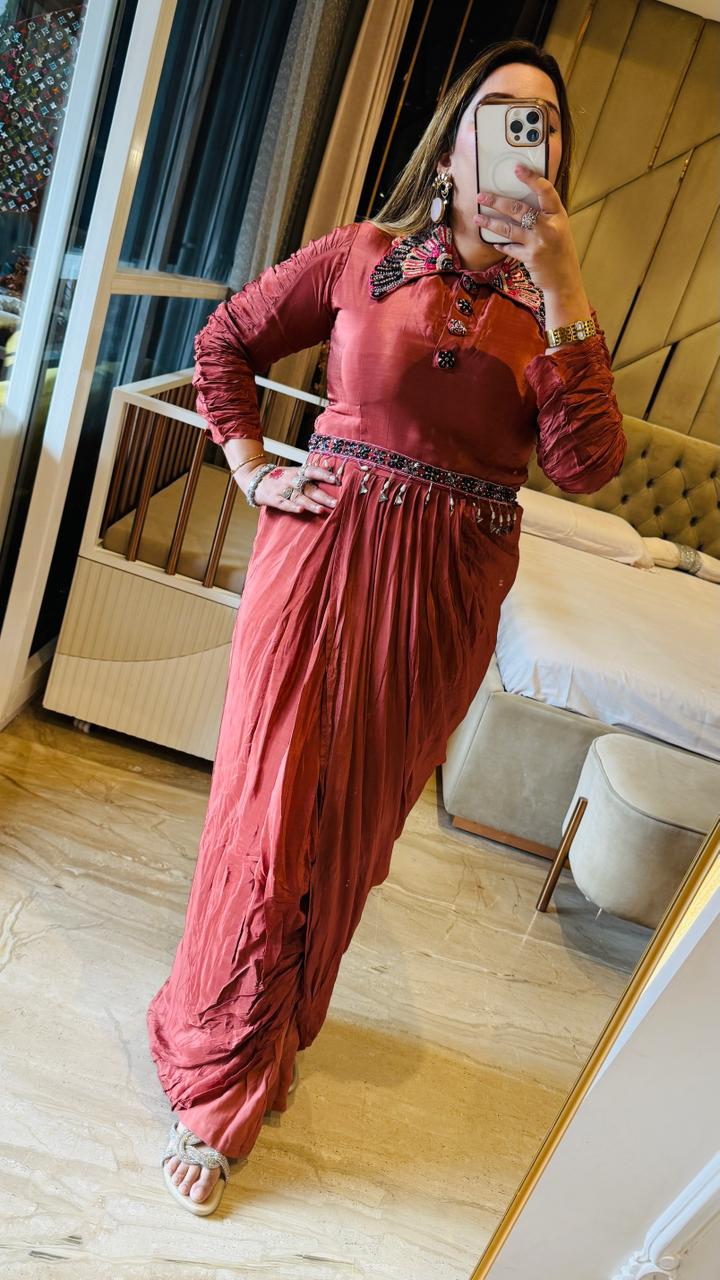 Veyona Drape Dress- Navy, Brown, Purple