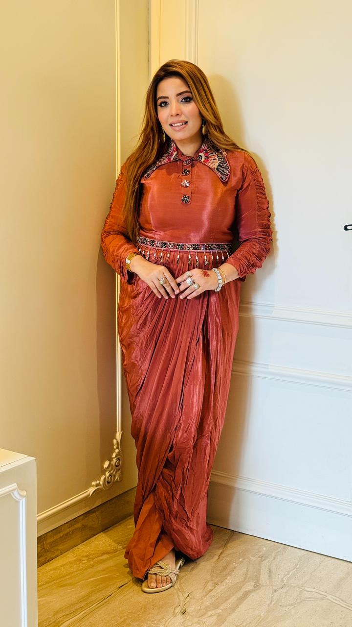 Veyona Drape Dress- Navy, Brown, Purple