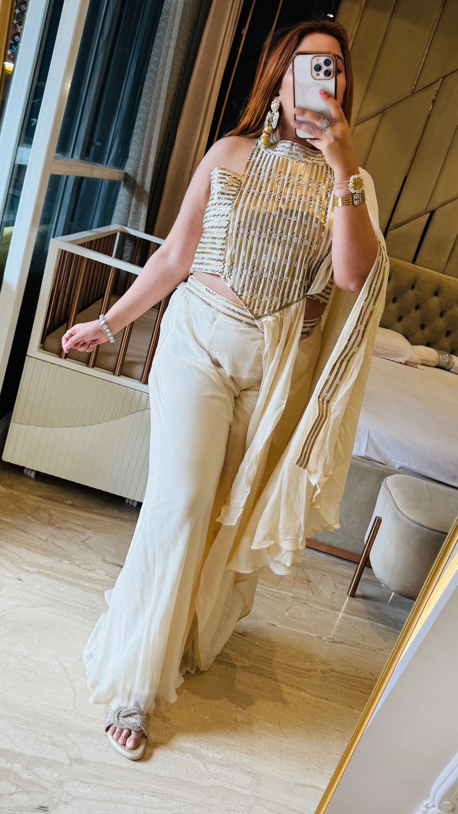 Serina Saree Set- Black, Beige