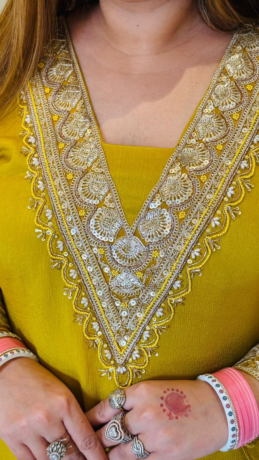 Saanvi A-Line Kurta- Magenta, Navy, Yellow