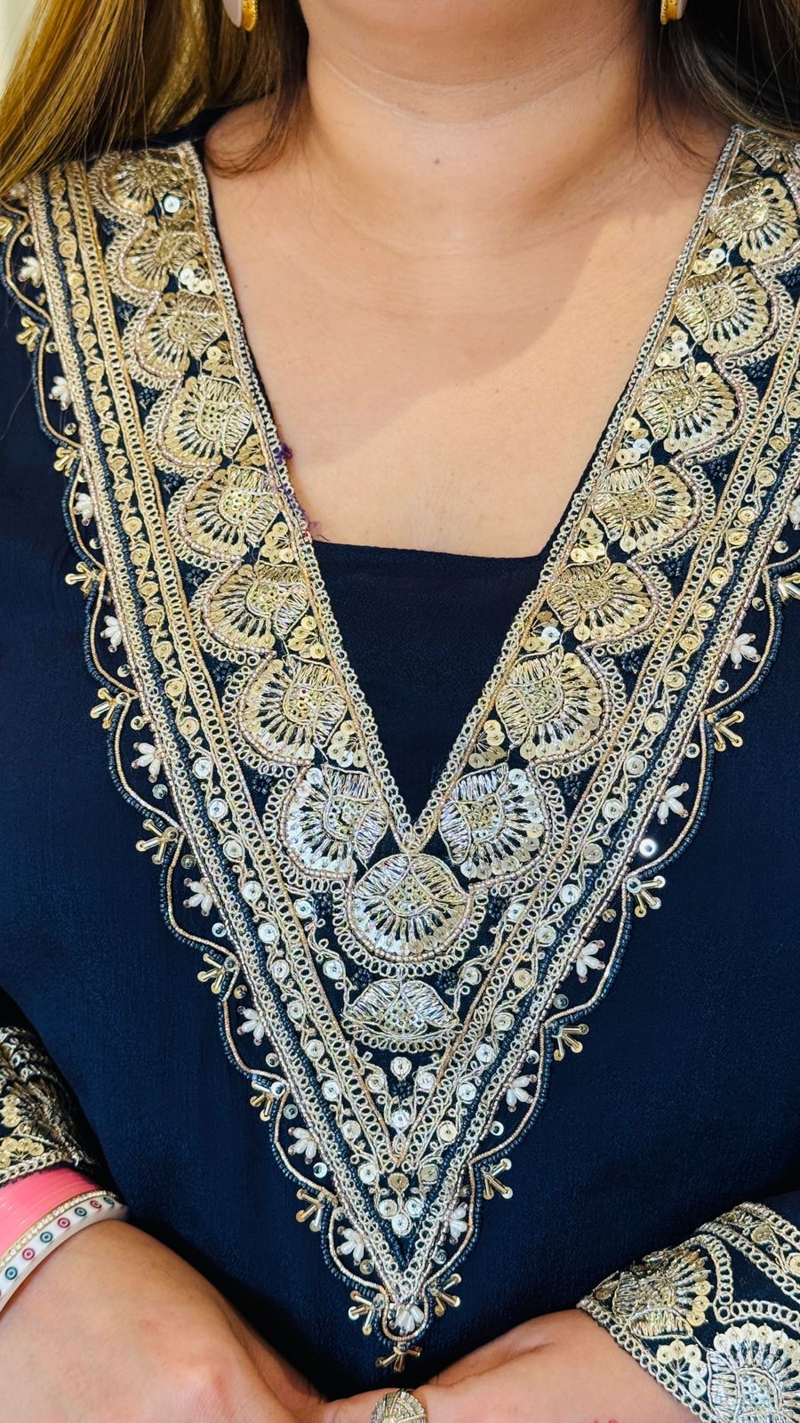 Saanvi A-Line Kurta- Magenta, Navy, Yellow