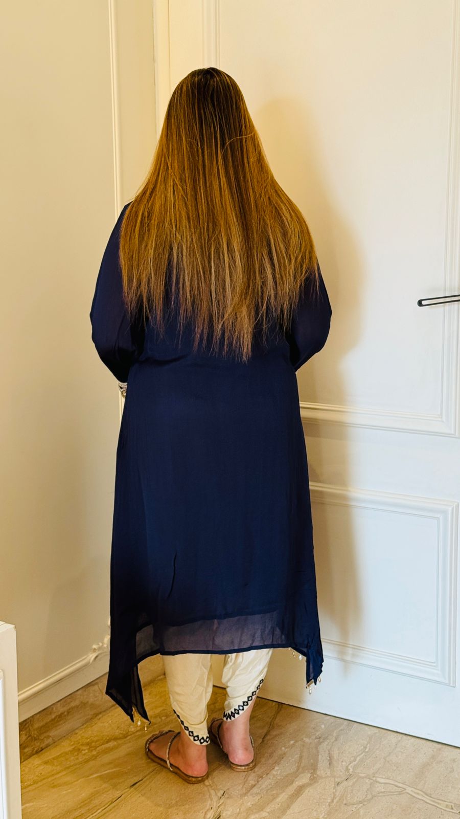 Saanvi A-Line Kurta- Magenta, Navy, Yellow