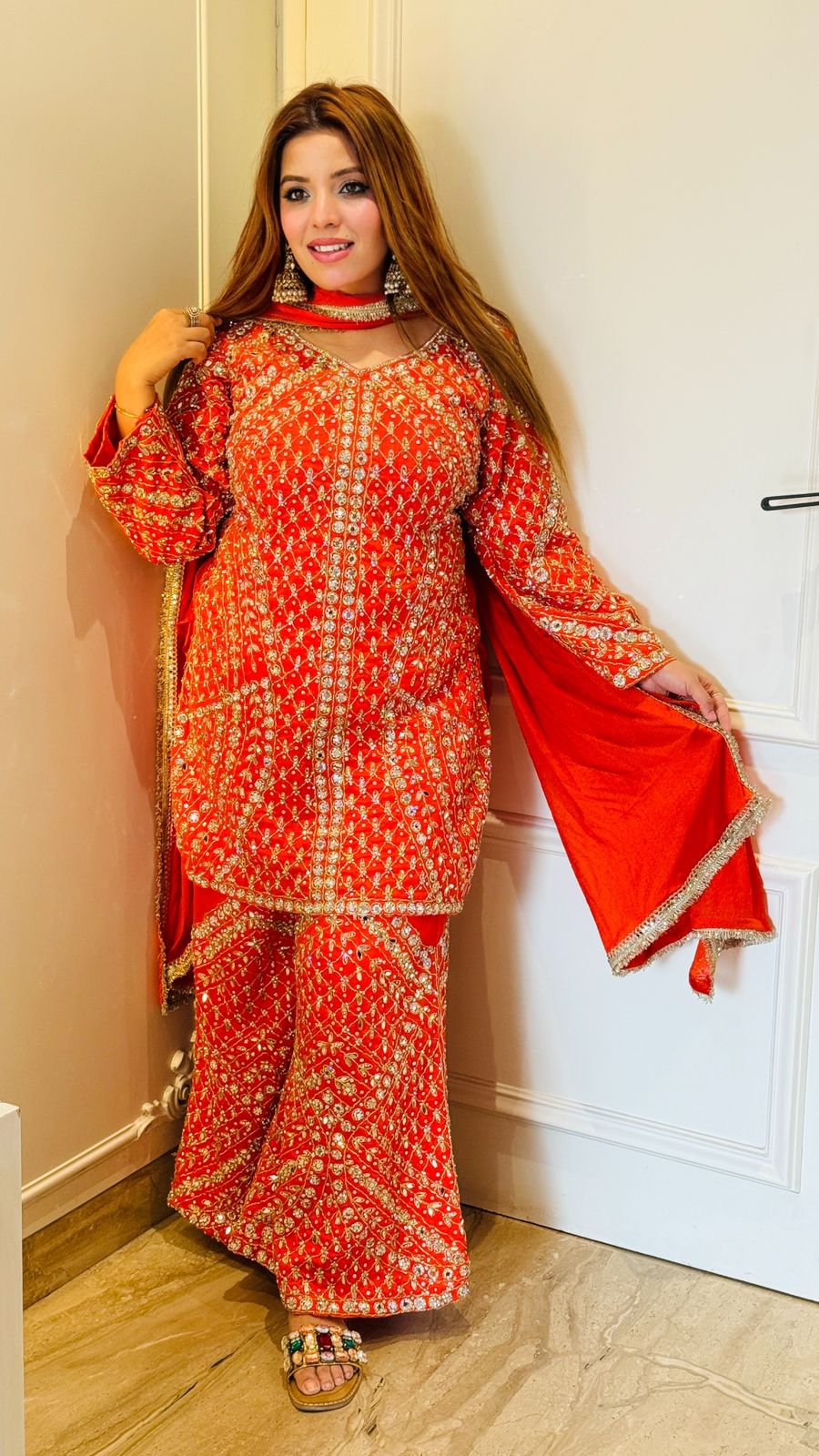 Reyna Bell Bottom Set- Orange