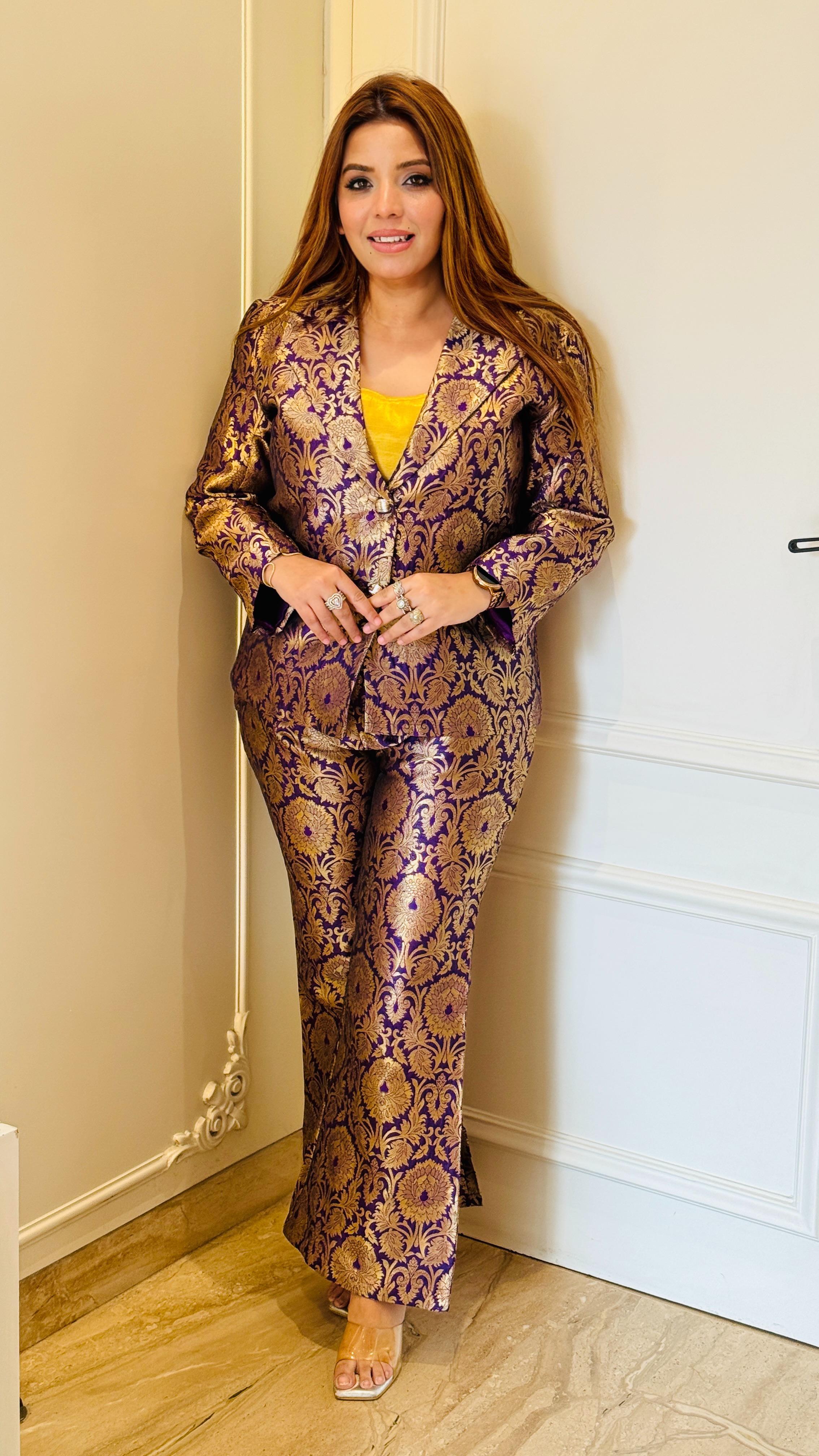 Selene Blazer Set- Purple, Gold, Red, Orange