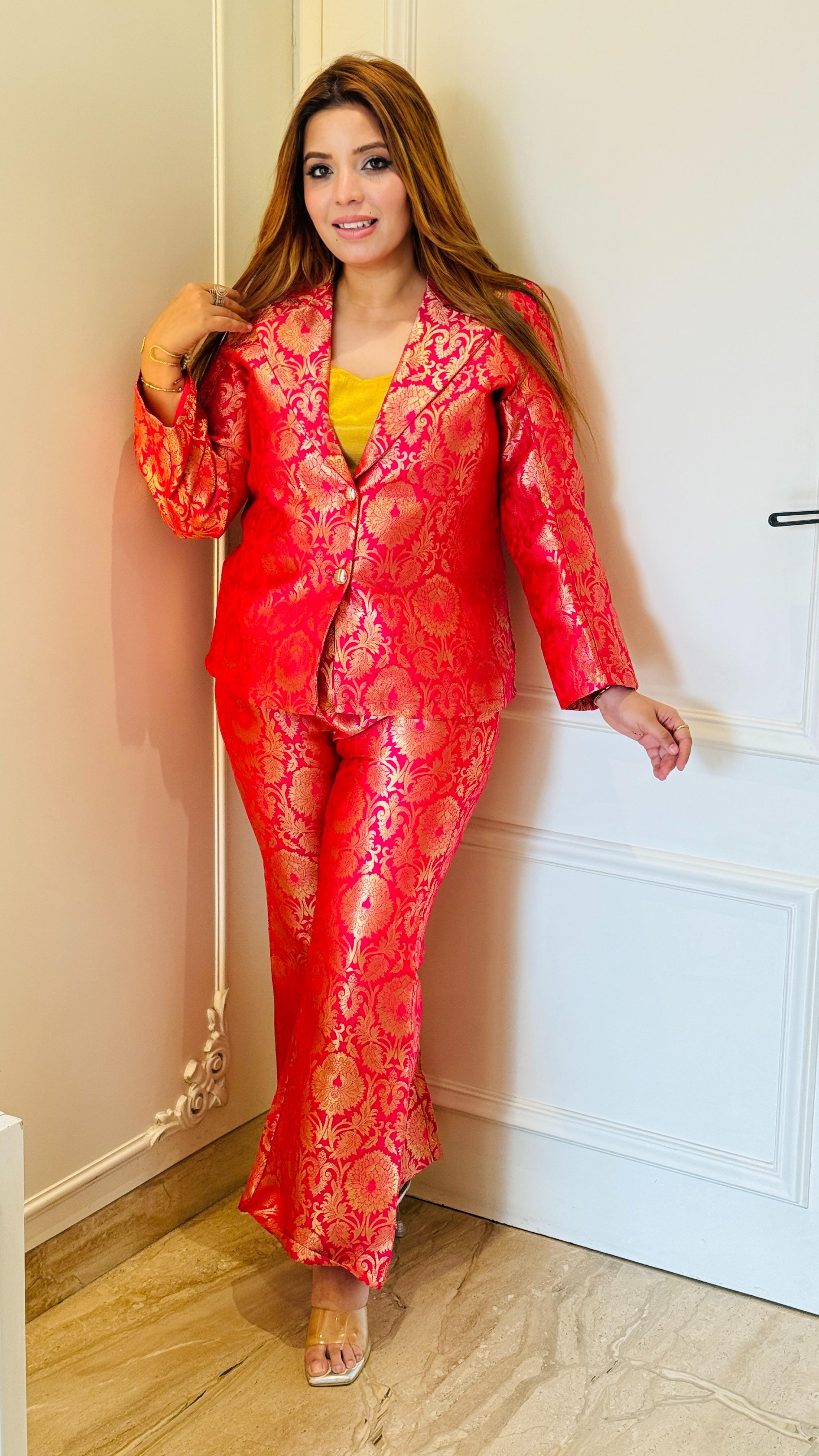 Selene Blazer Set- Purple, Gold, Red, Orange