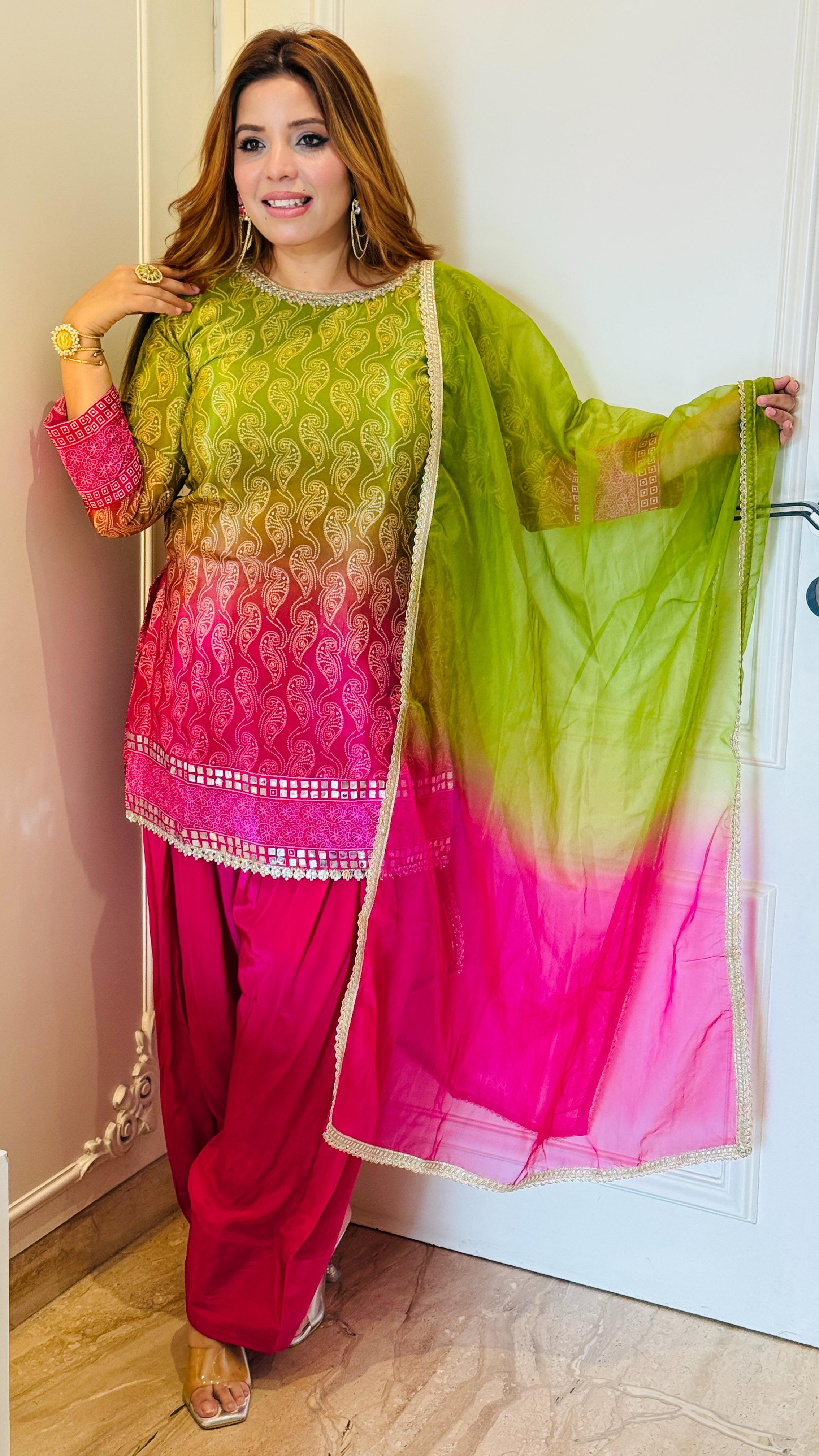 Ishar Suit Set- Purple, Green