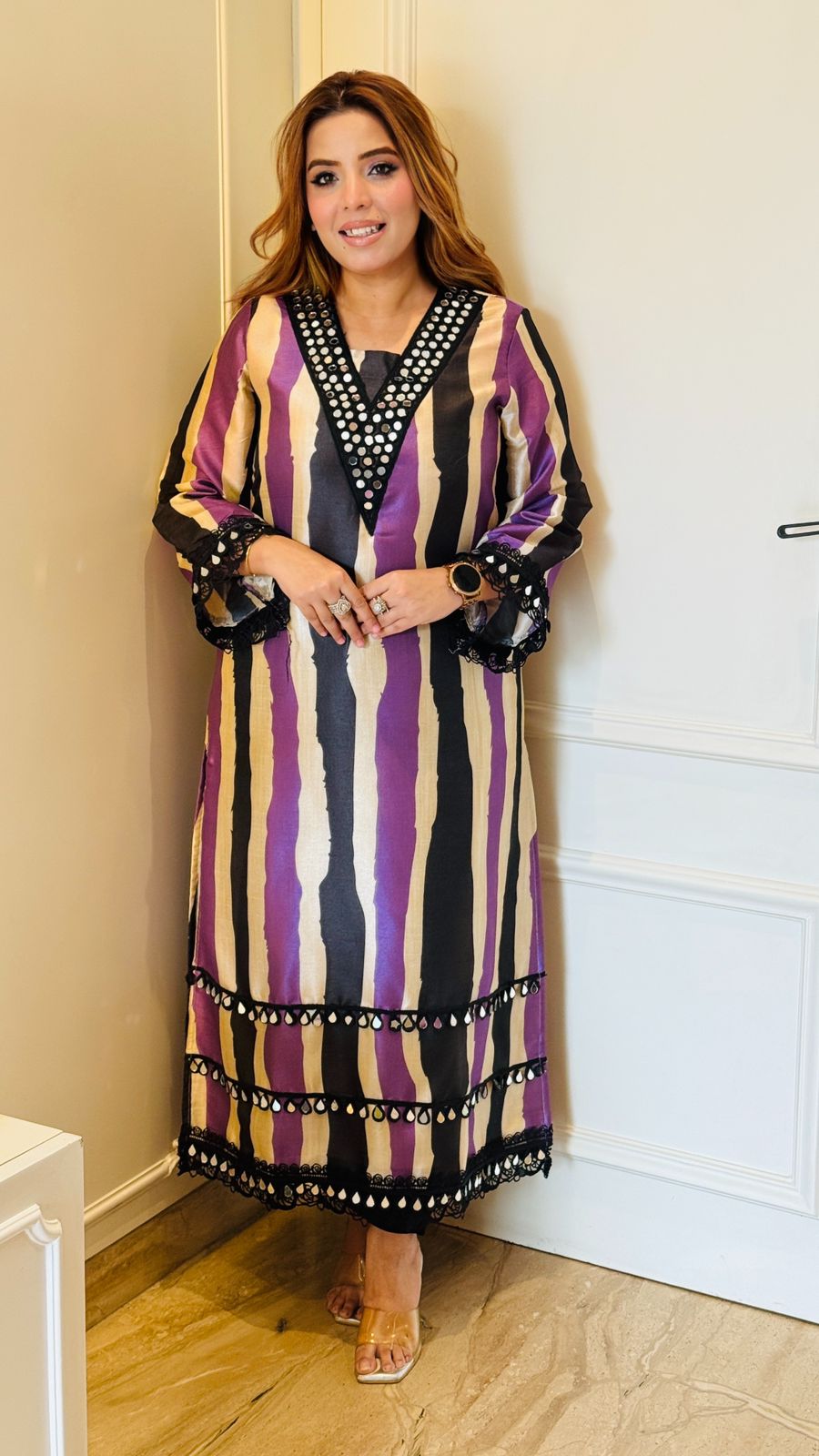 Eshani Suit Set- Purple, Yellow, Blue