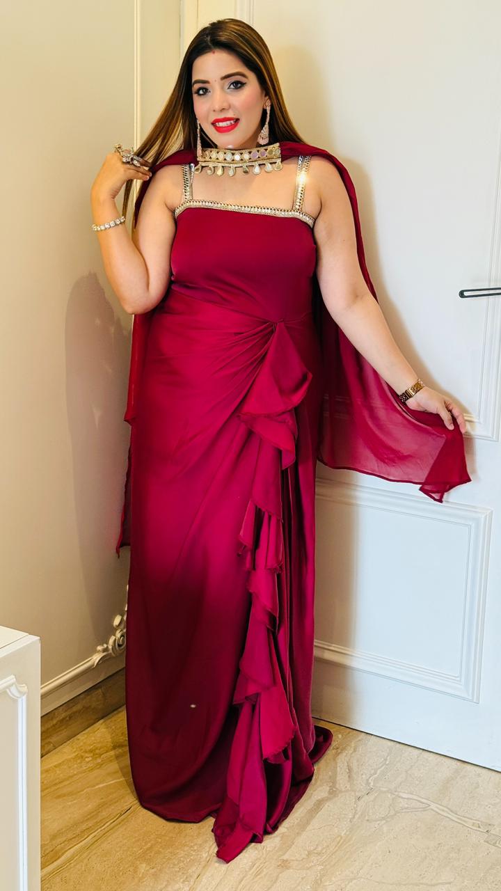 Amira Drape Gown- Magenta