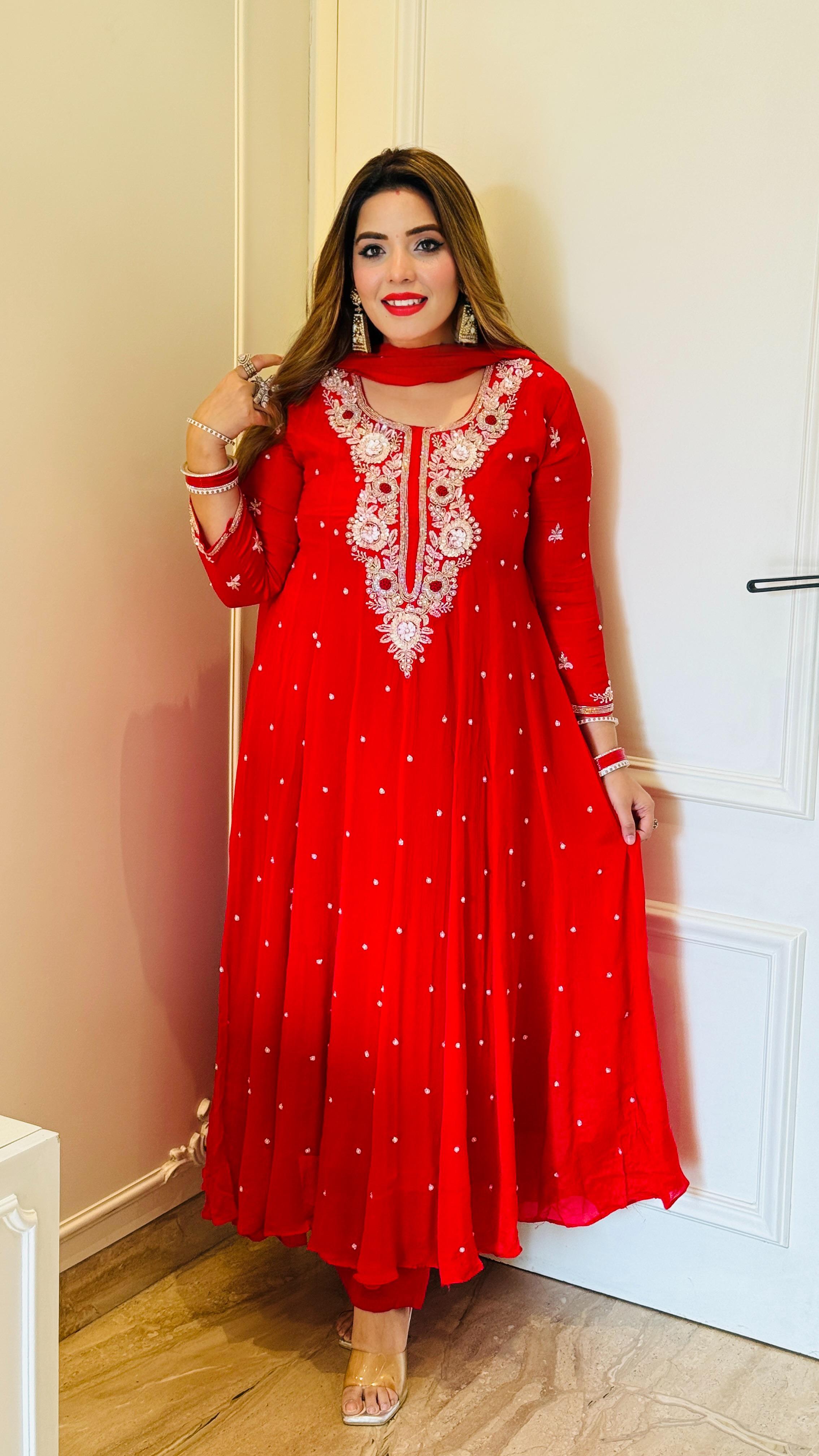 Selina Anarkali set- Red