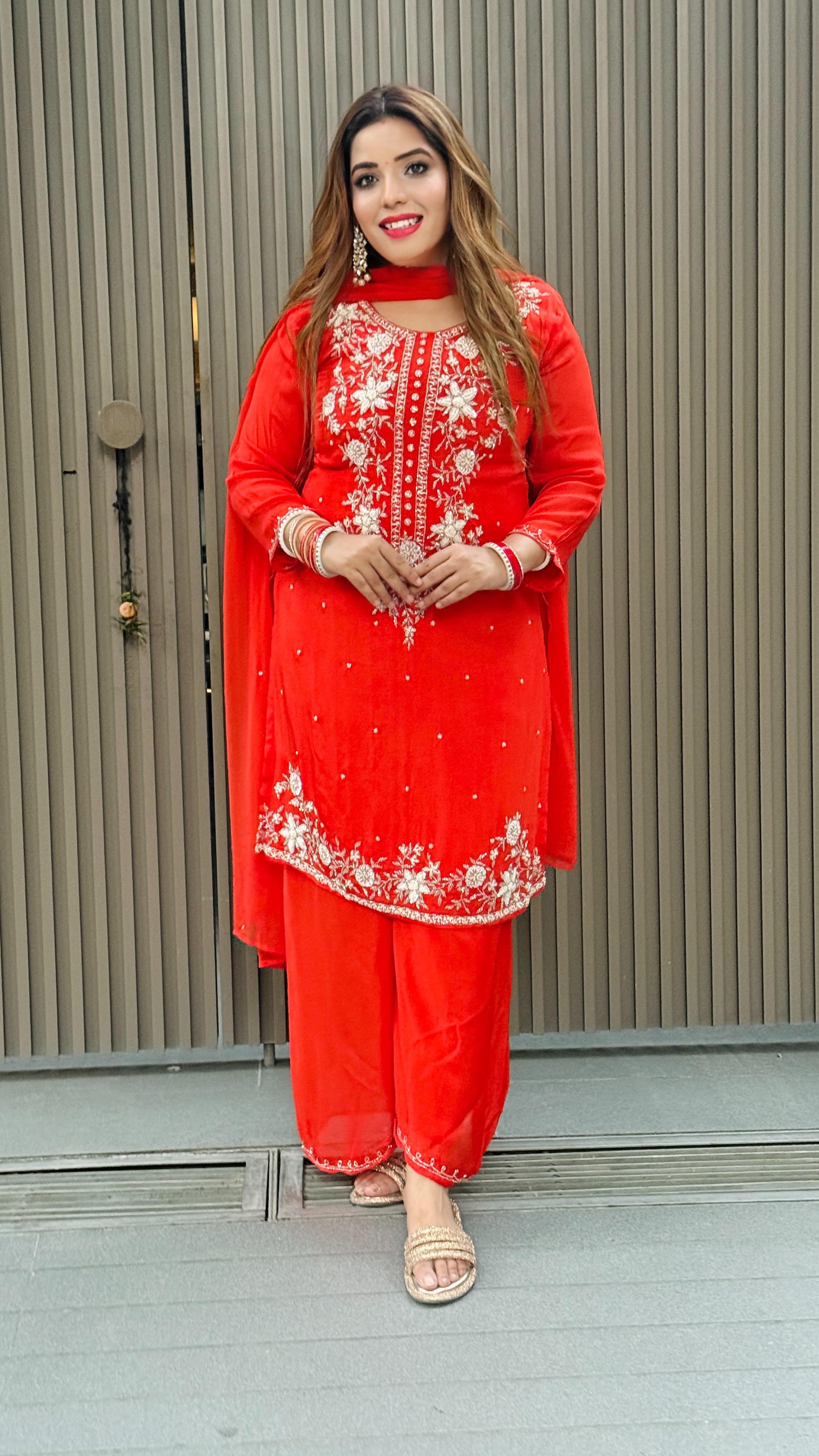 Taneesha Suit Set - Red, Orange