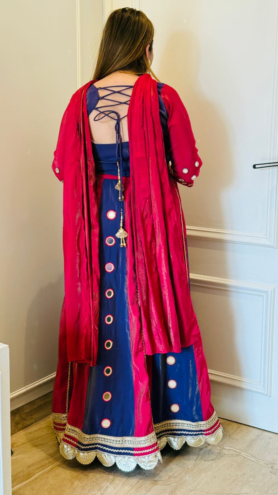 Zohra Lehenga - Magenta, Orange