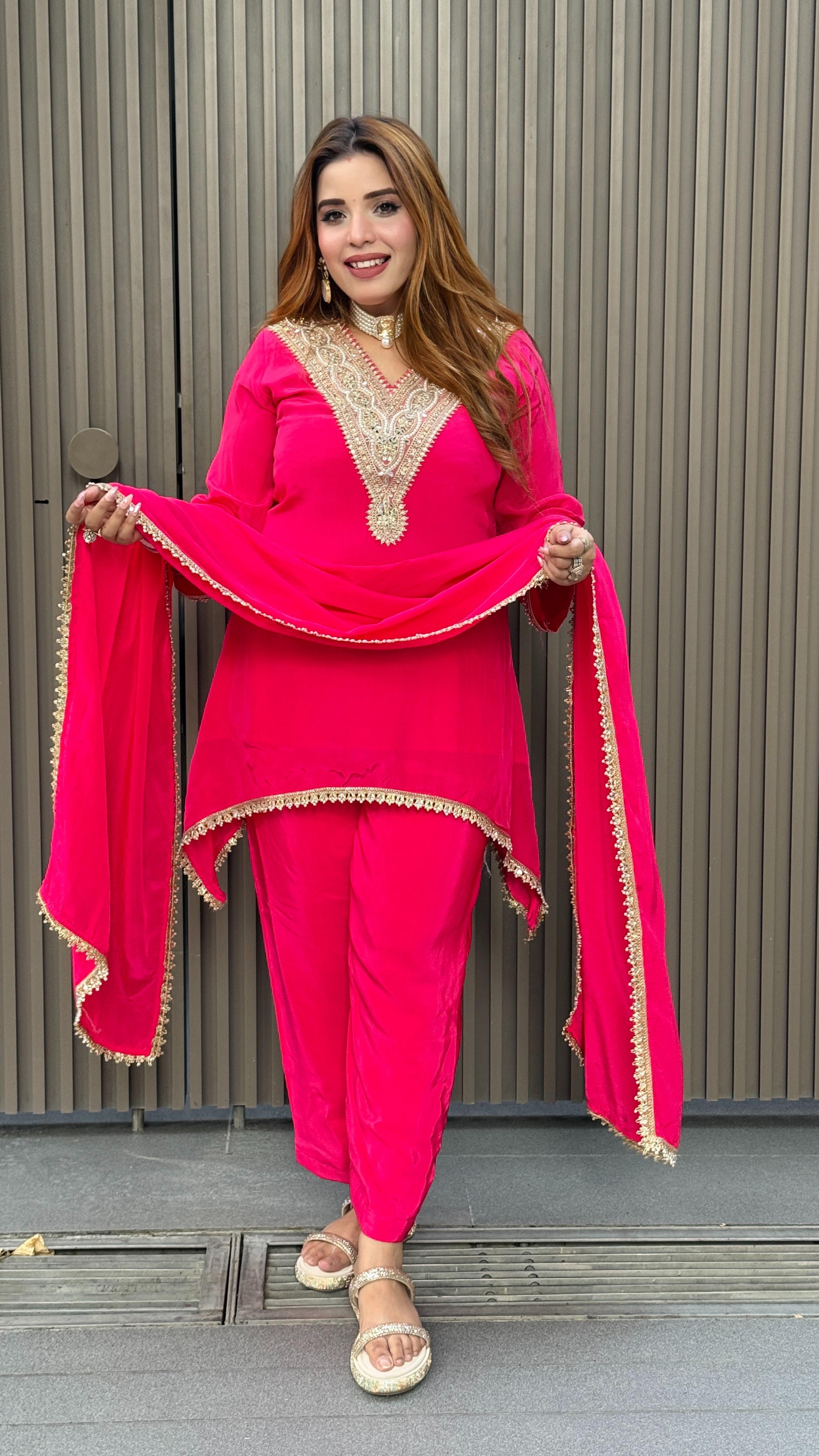 Lavina Suit Set- Maroon, Magenta