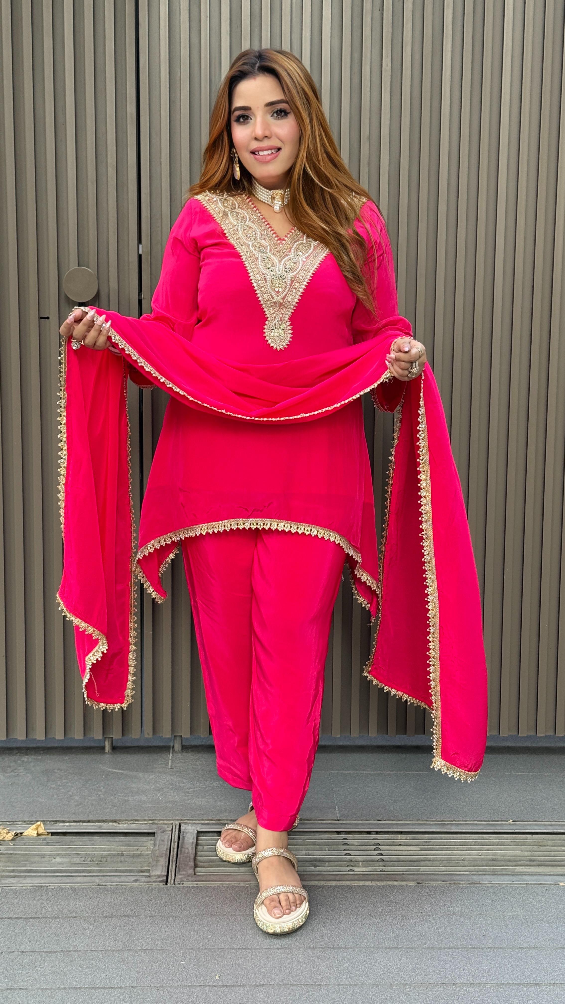 Lavina Suit Set- Maroon, Magenta