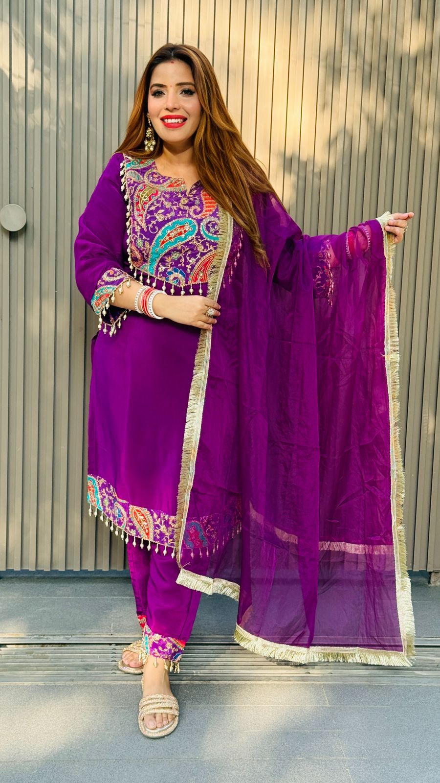 Yuvira Suit Set- Purple, Red