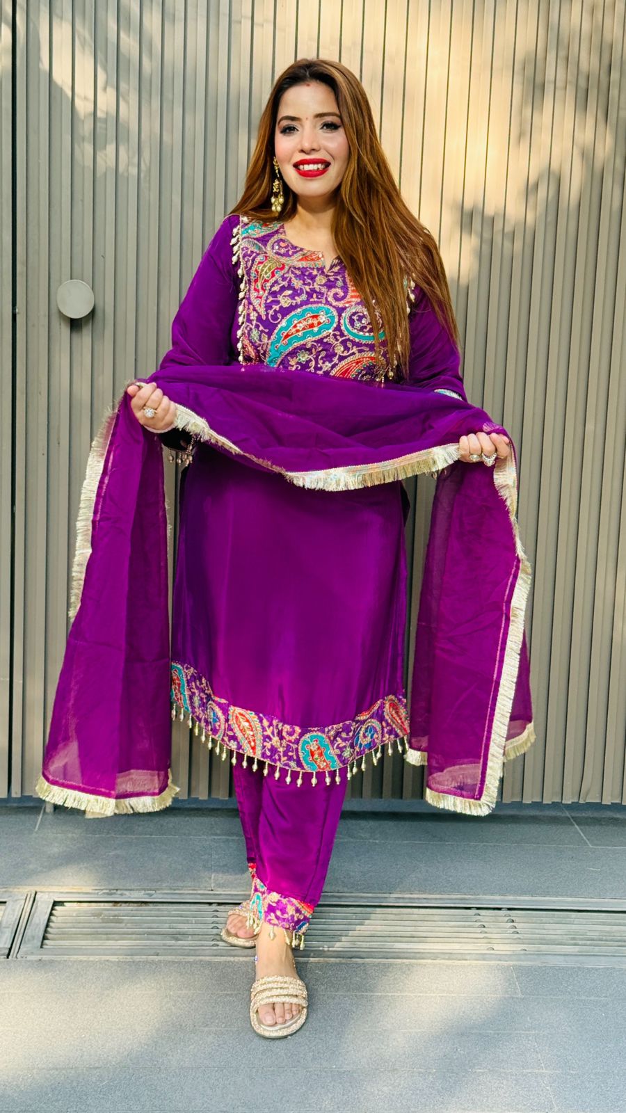 Yuvira Suit Set- Purple, Red