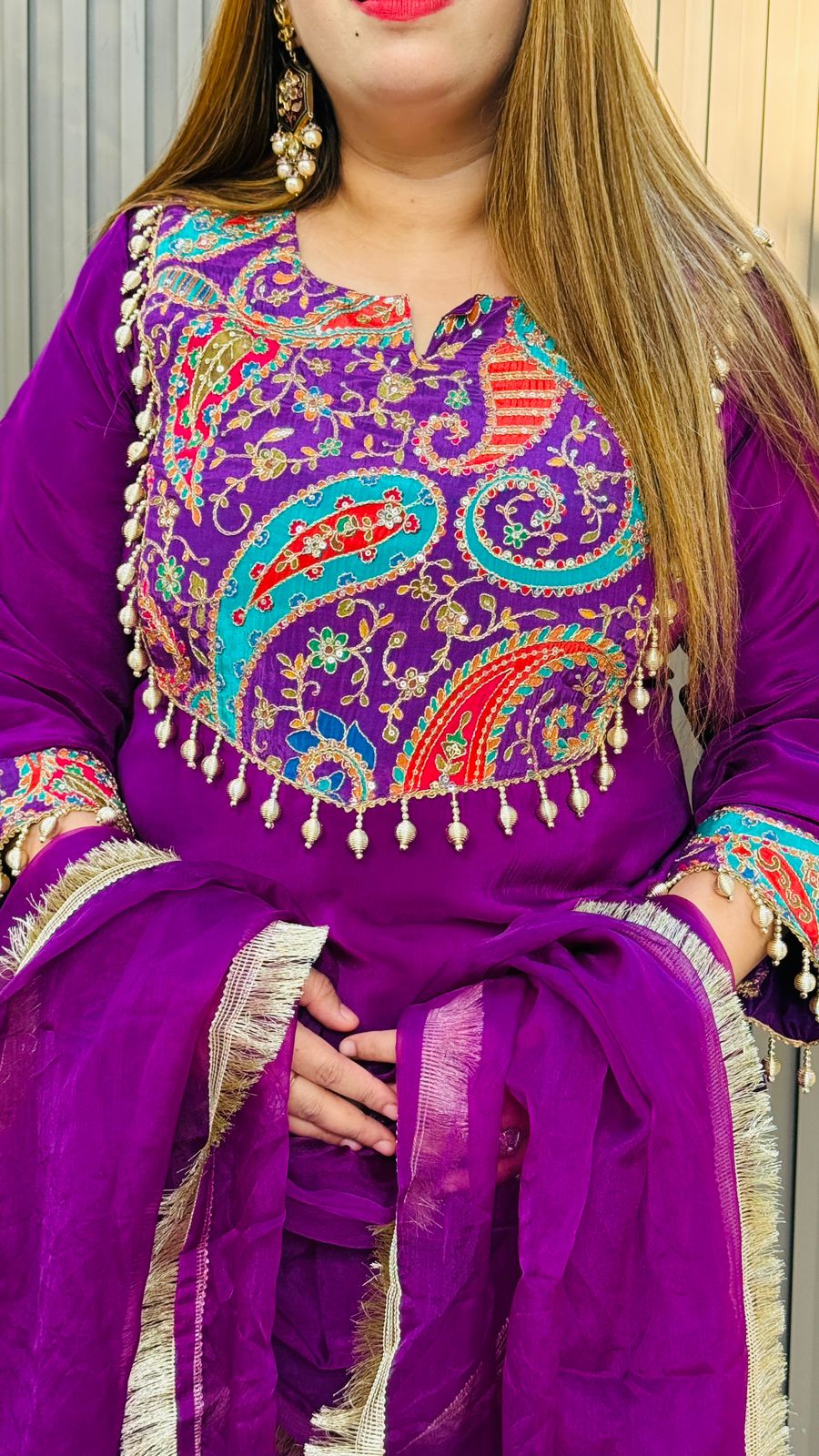 Yuvira Suit Set- Purple, Red