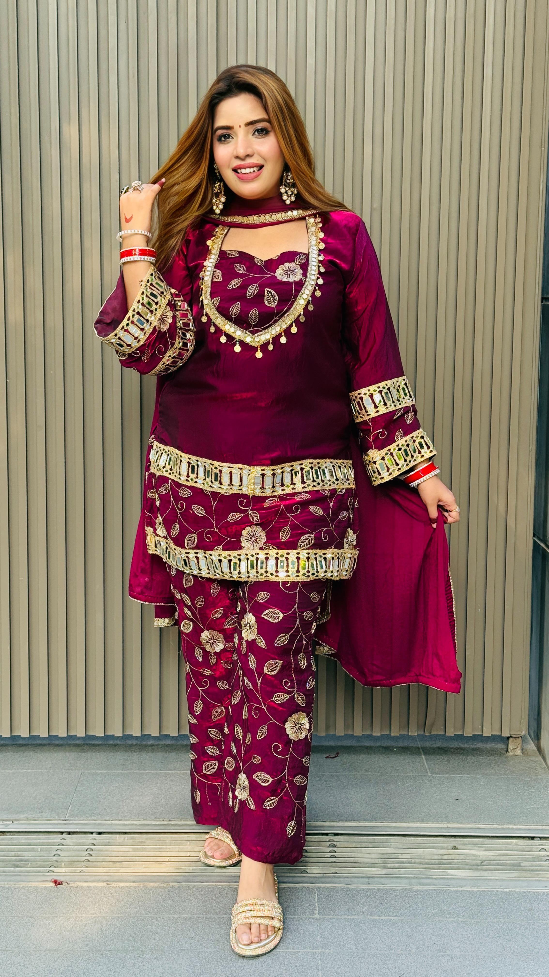 Malvika Suit- Magenta, Pink, Black