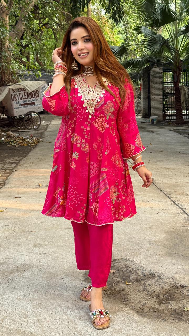 Sarul Peplum Set- Green, Pink