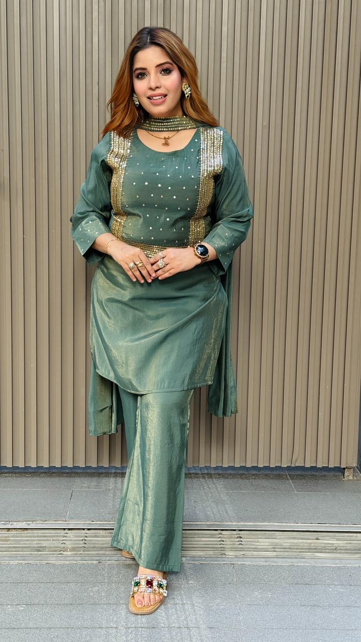 Zarina Suit Set- Black, Red, Pink, Green