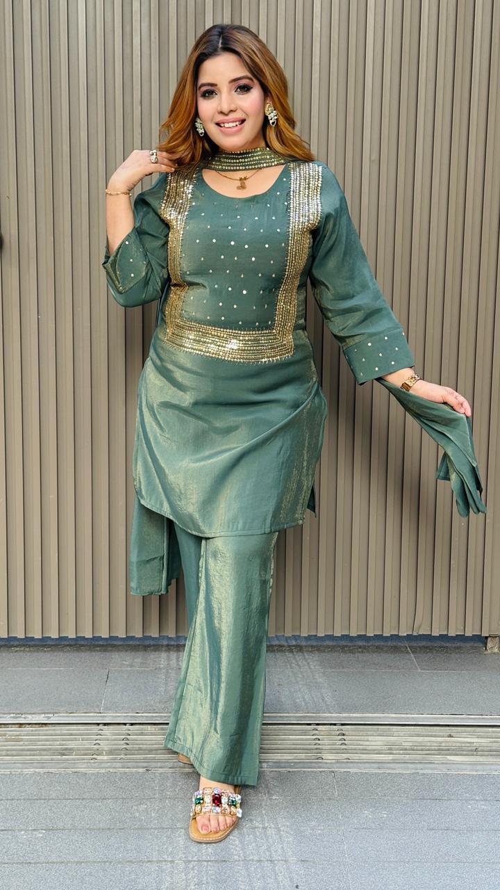 Zarina Suit Set- Black, Red, Pink, Green