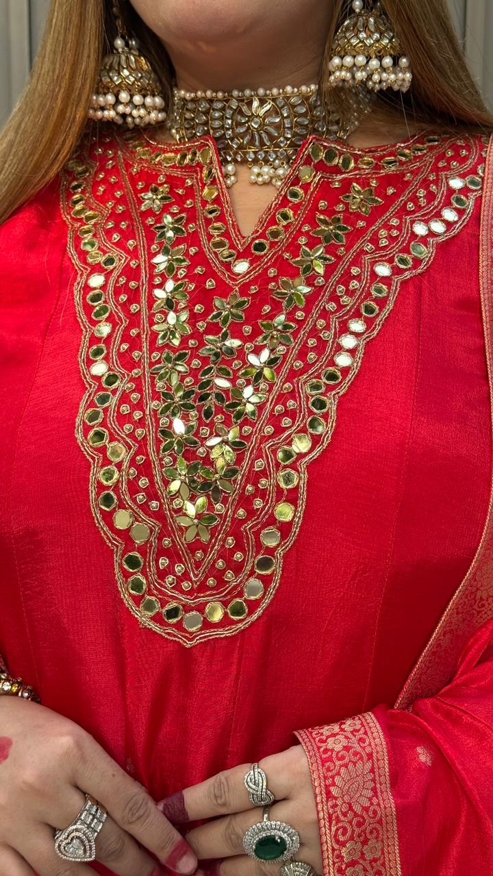 Ruhani Anarkali Set -Red