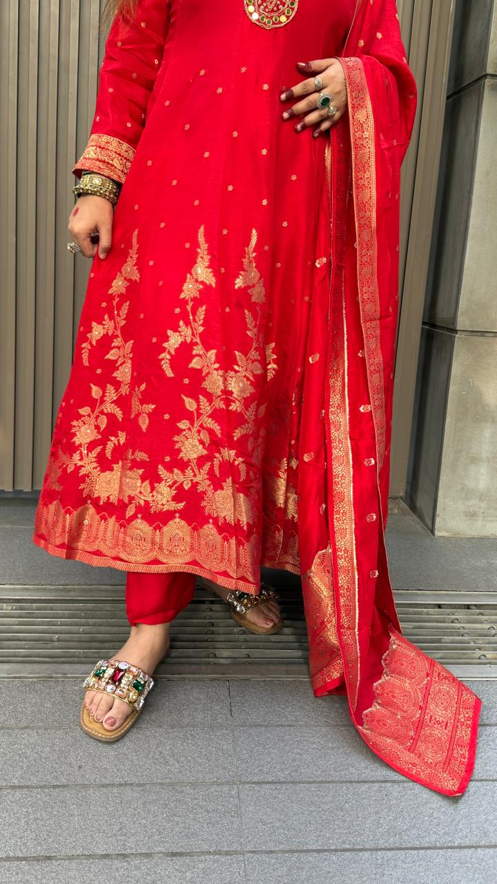 Ruhani Anarkali Set -Red