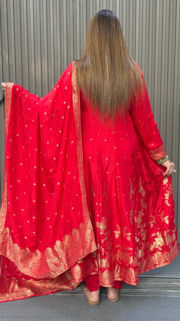 Ruhani Anarkali Set -Red