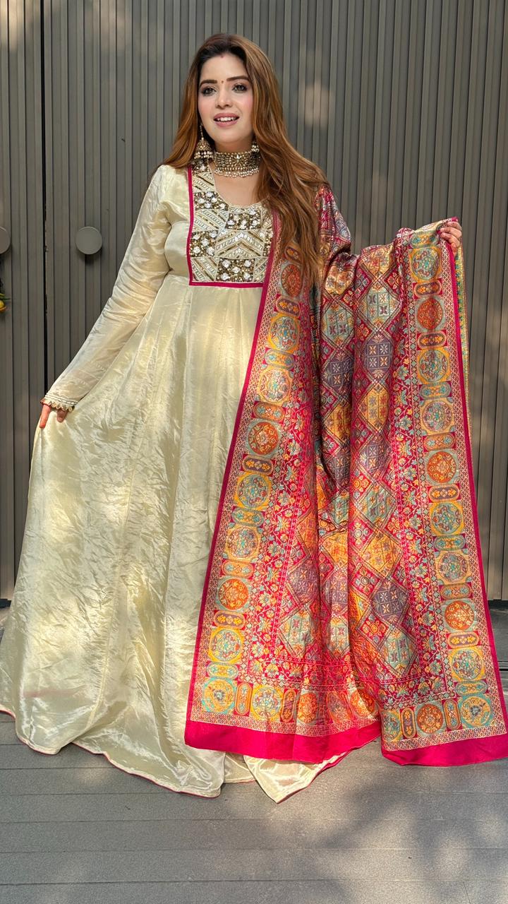 Elara  Anarkali- Pink, Red, Purple