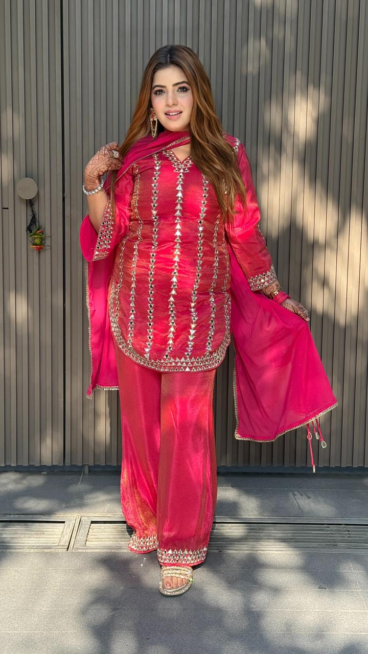 Ziyana Plazo Suit- Pink, Purple