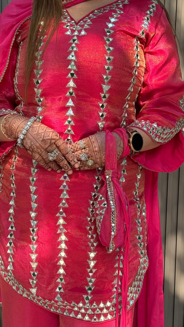 Ziyana Plazo Suit- Pink, Purple