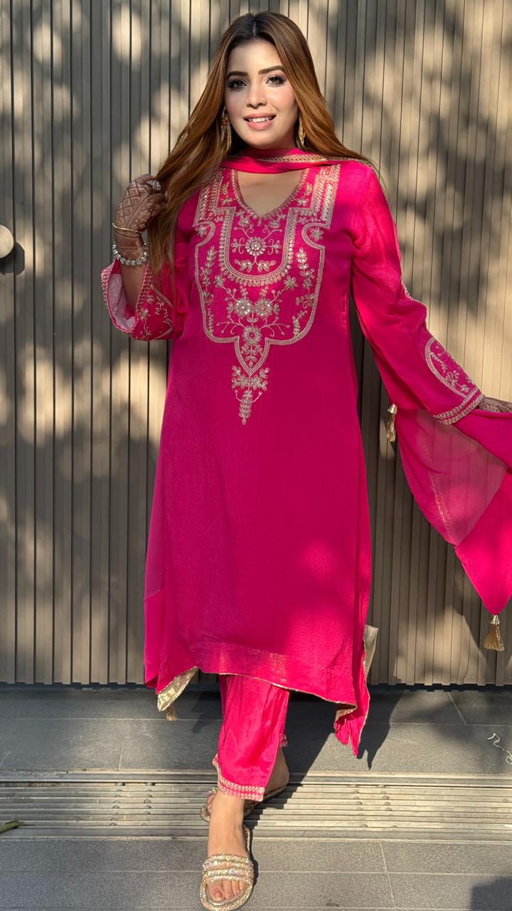 Aavira Suit Set- Pink, Navy