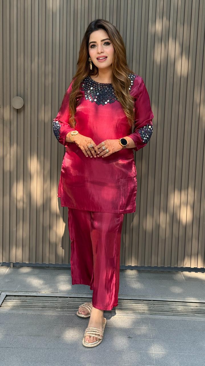 Avleena Cordset- Lavender, Maroon, Beige