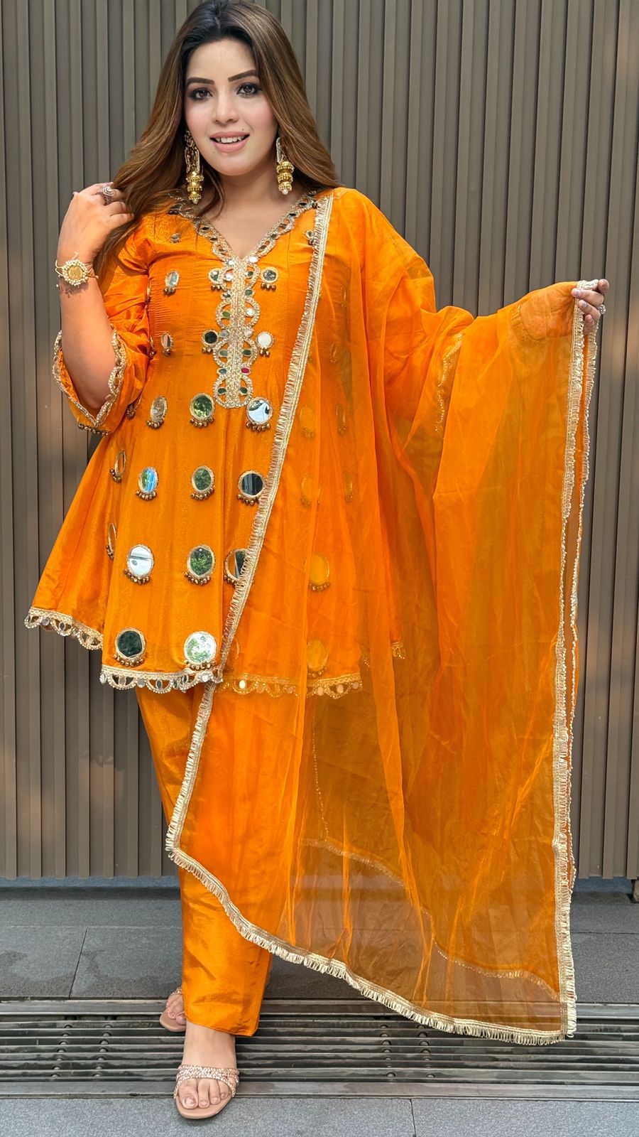 Arvaya Farshi Suit- Purple, Orange, Beige, Blue