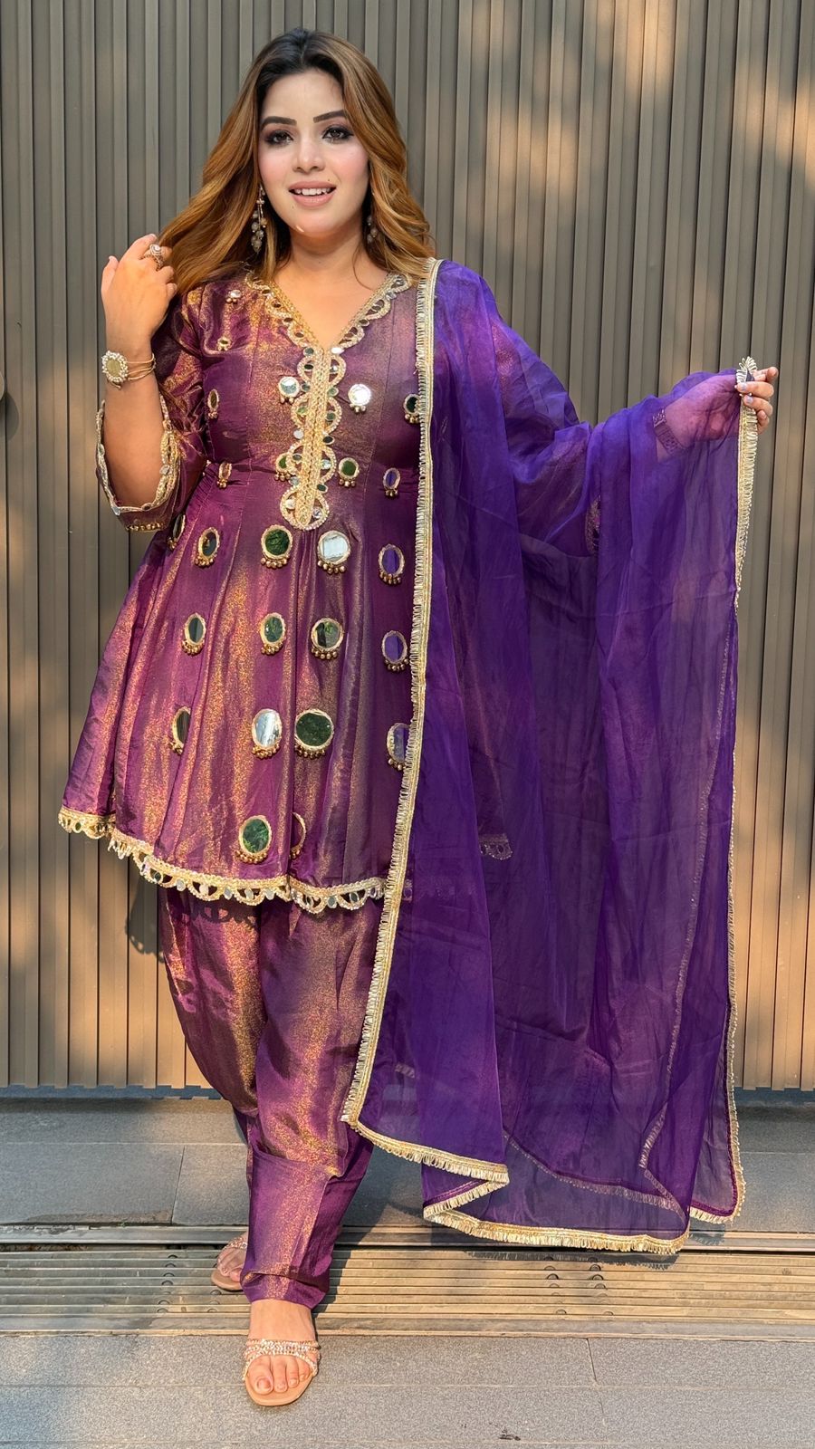 Arvaya Farshi Suit- Purple, Orange, Beige, Blue