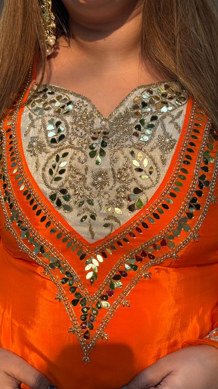 Nayantara Suit Set- Magenta, Orange